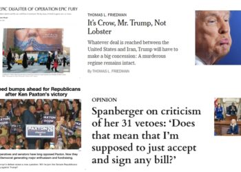 Wednesday (5/27) News: “The Epic Disaster of Operation Epic Fury”; “It’s Crow, Mr. Trump, Not Lobster”; “Speed bumps ahead for Republicans after Ken Paxton’s victory”; Spanberger asks, “‘Does that mean that I’m supposed to just accept and sign any bill?’”