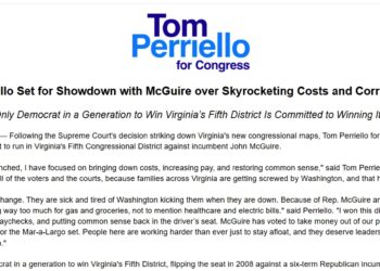 Tom Perriello Set for Showdown with Rep. John McGuire (R-VA05) over Skyrocketing Costs and Corruption
