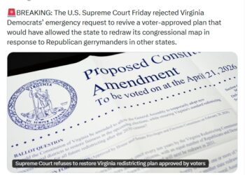BREAKING (But NOT Surprising): US Supreme Court Denies Virginia Dems’ Appeal of VA Supreme Court’s 4-3 Rejection of the Redistricting Referendum