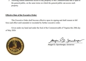 Gov. Abigail Spanberger Signs Bills Prohibiting Law Enforcment from Wearing Facial Coverings; Executive Order with Guidance, Restrictions on Federal Immigration Enforcement in Virginia