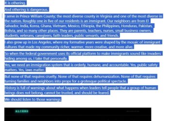 Prince William County Supervisor Kenny Boddye: “I am disgusted by the White House’s new ‘Aliens’ website.”