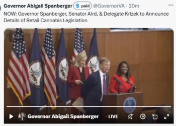 Video: Gov. Abigail Spanberger, VA Sen. Lashrecse Aird, Del. Paul Krizek Announce Creation of “safe, legal, and well-regulated cannabis market” Starting 7/1/27