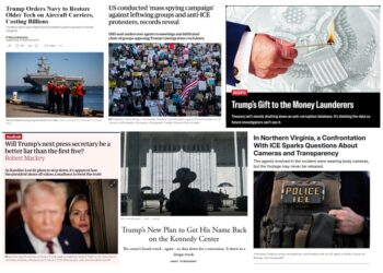 Friday (8/14) News Roundup: Trump Wants to Bring Back Steam-Powered Catapults on Aircraft Carriers; Trump Regime Conducted “Mass-Spying” Against Anti-ICE Protesters…