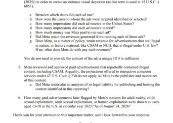Sen. Mark Warner Presses Meta CEO Mark Zuckerberg on Ads Featuring Child Sexual Abuse Material, Non-Consensual Intimate Images