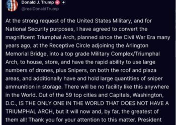 Rep. Don Beyer (D-VA08): Trump’s Insane Arch-with-Drones-and-Snipers Proposal “is a stupid, dangerous, and unworkable idea”
